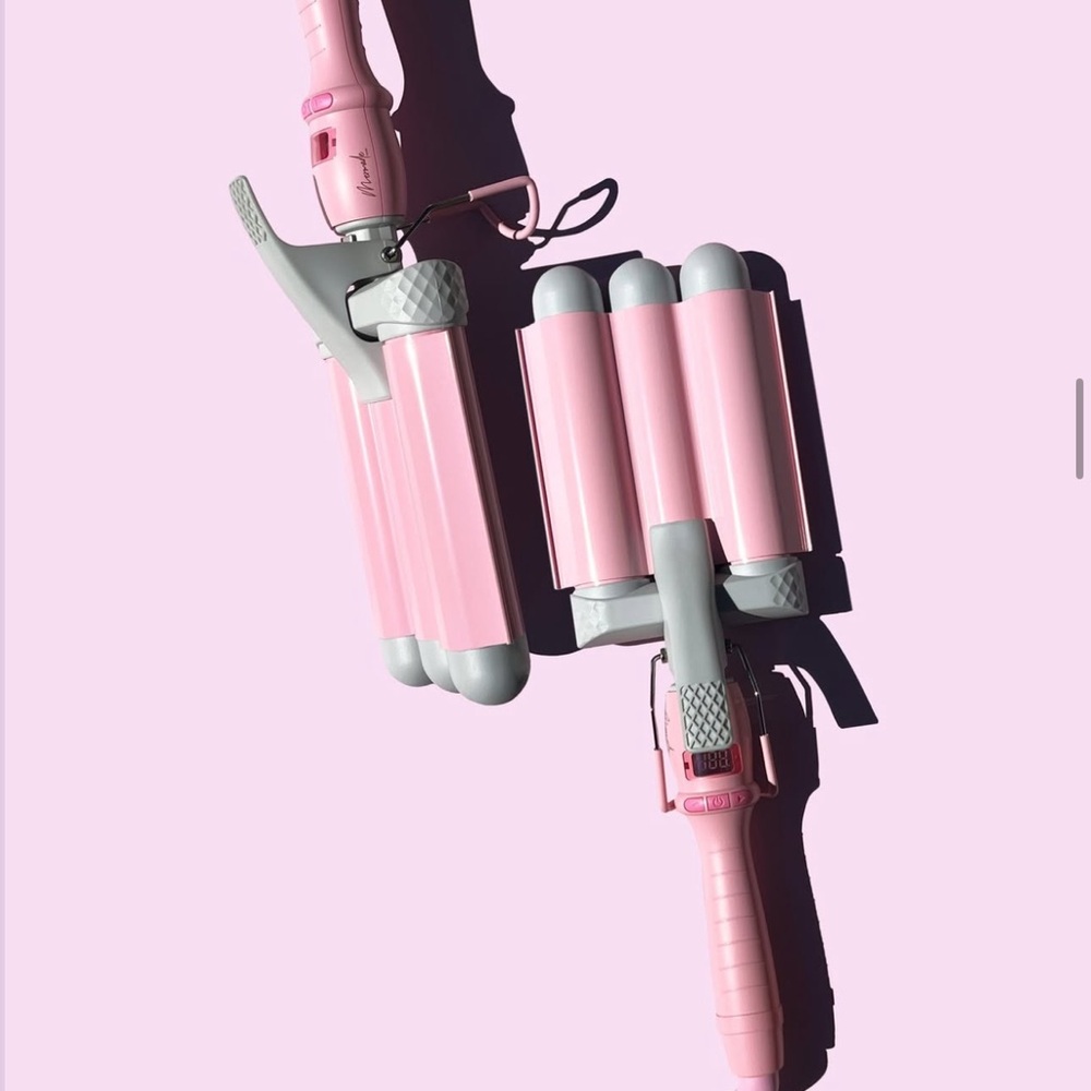 Pink Hair Waver and Curling Iron Set